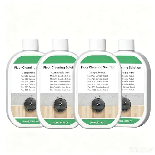 Líquido Limpiador Concentrado for Pisos, 300ml X 4, Fragancia Fresca, Baja Espuma Sin Residuos, Compatible con Roomba Max 707/705/Plus 405/505/507 Combo Robot