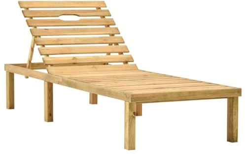 HGLADYU Wetterbeständige Sonnenliege aus Kiefernholz mit Verstellbarer Rückenlehne - Gartenliege aus Holz einfach zusammenbauen
