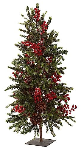 Nearly Natural 5350 Árbol de Navidad de Pino y Baya, 91,4 cm, Verde