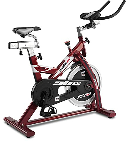 BH Fitness SB1.4 H9158 Indoor Bike - 18 kg - a Frizione - Manubrio Tipo Triathlon - Rossa