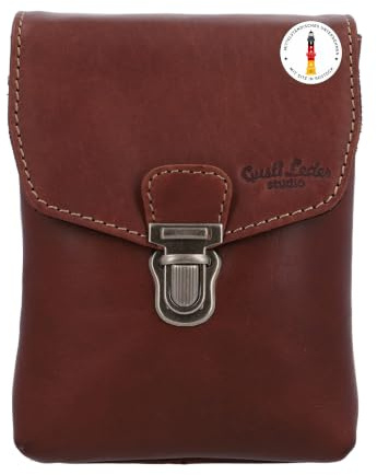 Gusti Gürteltasche Leder Nelly – Flexible Leder Handytasche zum Umhängen oder Tragen am Gürtel I Kleine Lederhandtasche mit Gürtelschnalle