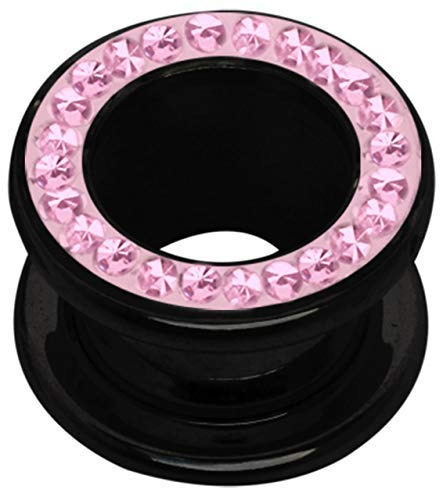 Acryl Ohr Piercing Epoxy Flesh Tunnel schwarz 3-20 mm, Steine wählbar in vielen Farben