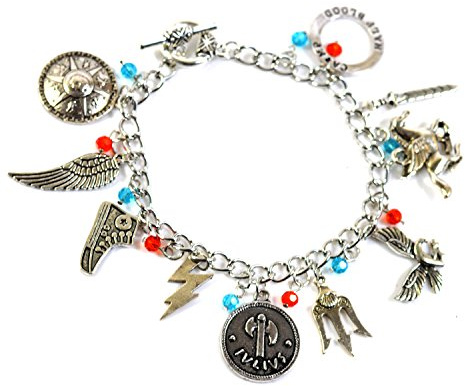 Beaux Bijoux Bracelet à breloques inspiré de Percy Jackson Breloque la Colonie des Sang-Mêlés, la Mer des Monstres, Poséidon