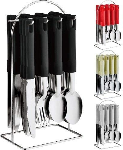 24 PC CUTLERY SET STAINLESS STEEL WITH STAND ON RACK (WHITE)