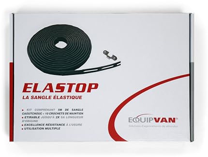 Sangle Elastique Elastop Kit 5M + 10 Crochets de Fixation- Utilisation Multiple- Résistance à l'usure