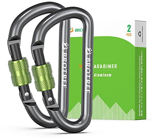 BROTREE Small Carabiner Clips Mini Locking Carabiner - 6cm Aluminum D-Ring