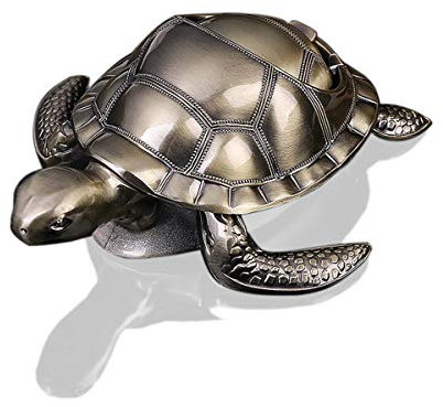 K COOL Turtle Ashtray with Lid Windproof Metal Ashtrays Outdoor, Indoor Ashtray for Cigarettes, Vintage Practical Decoration Ashtrays for Cigarettes Metal Gift for Men Women (Bronze)