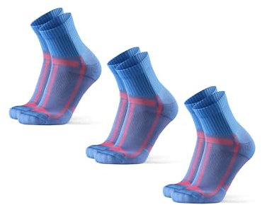 DANISH ENDURANCE Quarter Laufsocken, Leichte Kompression, 3 Paar | Knöchelhohe Sportsocken, Gepolstert & Atmungsaktiv mit leichter Kompression für Langstreckenläufe & Training, Unisex