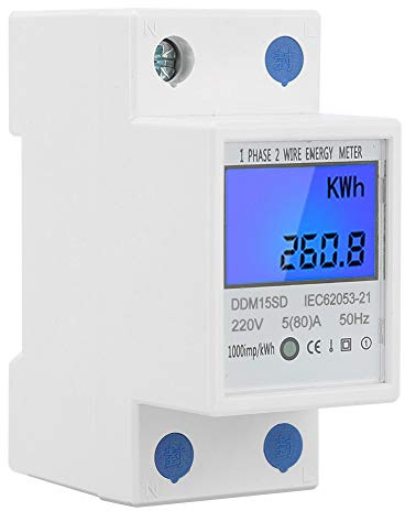 Compteur D'énergie Monophasé DDM15SD 5-80A Din-rail KWh Compteur électrique LCD Rétro-éclairage Compteur KWh, 220V/230V 50/60Hz