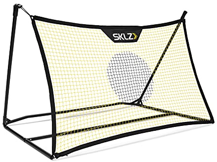 SKLZ Soccer: Ballkontrolle und Passfertigkeit verbessern | Schwarz/Gelb; leichter, tragbarer Solo- Trainer; mit Tragetasche & Bodenspikes für Übung im Garten; verbessert Ballkontrolle
