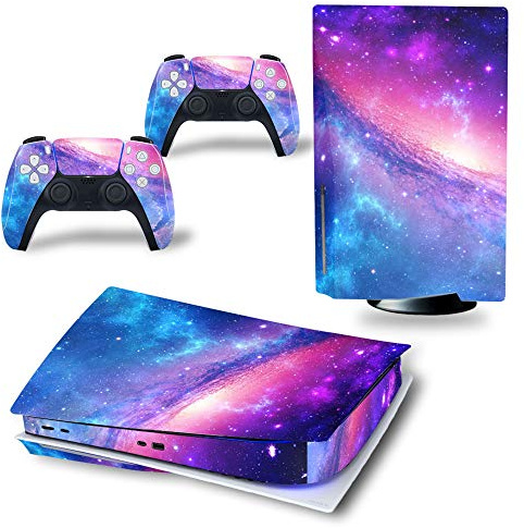 Decal Skin pour Disque PS5, Couverture d'autocollants en Vinyle pour Console PlayStation 5 et Manette (édition Disque PS5, Ciel Rose)