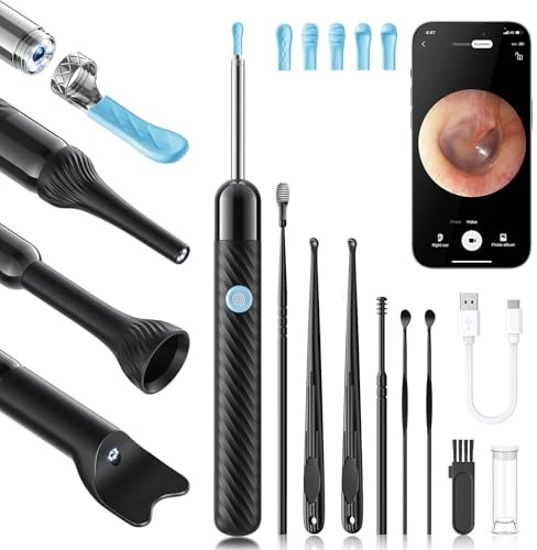 Loyker X6 Ear Wax Removal Tool Camera, Ear Cleaner with Camera, FSA - HSA Store Eligible, 1080P Ear Camera with 6LED Light for Ear/Nose/Throat/Tonsil Stone Examination, Black