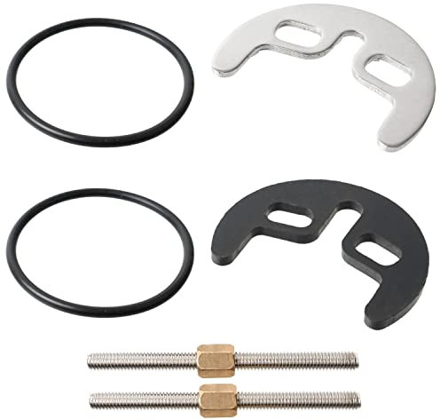 Wasch- und Spülbeckenarmaturen Schraubsystem, 1 Set, mit M6 Schraube 80 mm, Zweiloch-Montageset für Wasserhahn Befestigung, inkl. Hufeisenbefestigungsplatte, Muttern, Gummischeibe und 2 x O-Dichtungen