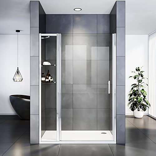 SIRHONA Duschdörr med 2 glas duschväggshyllor med 30 cm säkerhetspanel, stor 120 x 185 cm