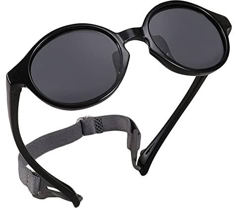 Cysocool Polariserade babysolglasögon med rem, 0-36 månader småbarn UV-beständig 400 solskydd solglasögon spädbarn baby flickor pojkar flexibel ram okrossbara glasögon nyanser barn wrap solglasögon,
