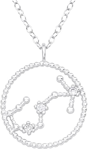 EYS JEWELRY Sternzeichen Kette Halskette Damen Silber 925 mit Anhänger Sternbild Zirkonia Kristalle Geschenke für Frauen Freundin Silberkette 45 cm im Schmucketui