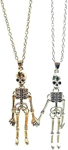 Huianpen Magnetische Freundschaft Halskette Skelett Schädel Schmuck Magnetische Halskette Halloween für Beste Freunde Paar Schwestern der
