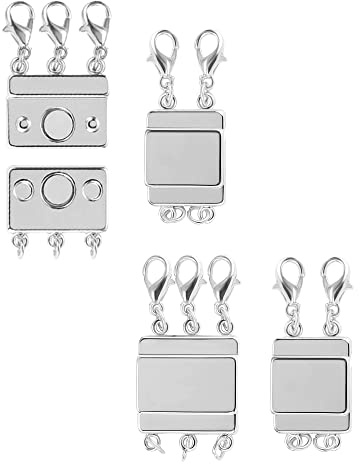 Silber Magnetische Verschlüsse Verschlussfür Mehrere Halsketten | Silber Magnetische Verschlüsse für Mehrlagige Halskette Kettentrenner Magnetischer Verschluss Mehrere Ketten Verschluss