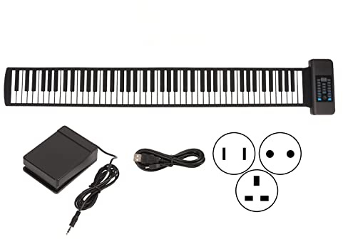 KOSDFOGE Roll Up Piano 88 Tasti Pieghevole Portatile Plug and Play Ricaricabile Soft Keyboard Piano per Computer Tablet 100‑240 V, per Principianti(Norma Europea)