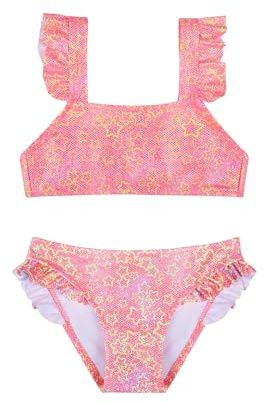 Maillot de Bain pour Filles Ensemble Bikini Deux Pièces Tankini Sets Maillot de Bain pour Filles 2-14 Ans (66658-Light Orange, 10-12 Years)