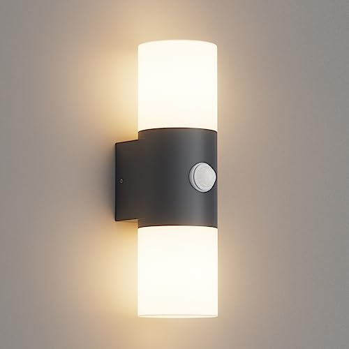 Klighten Applique Exterieur avec Detecteur Mouvement E27, Sans Ampoule | Aluminium + PC, étanche IP65, Ampoule Remplaçable, Lampe Murale Exterieur/Intérieur Anthracite, pour Entrée Terrasse