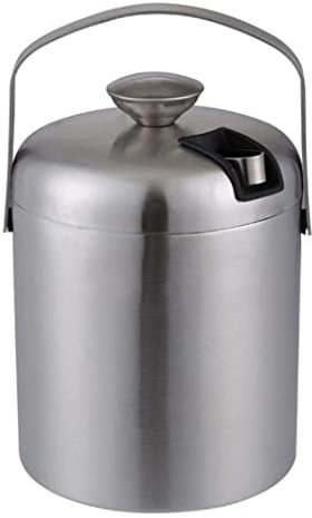 RUTAVM Bierkühler Eiskübel 1,2 L Eiskübel Isolierter Doppelwandiger Eiskübel Aus Edelstahl Mit Deckel Und Griff Eiskübel Eiskühler EIS Eimer