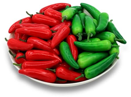 60PCS Realistic Mini Fake Hot Chili,Simulation Lifelike Pepper,Chili Pepper Decorations Artificial Fake Vegetables Red Chili Green Pepper Model for Photoshoot Props Home Kitchen Party Decoration