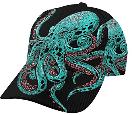 SJOAOAA Casquette de baseball réglable avec pieuvre arc-en-ciel et petite taille - Casquette de camionneur réglable pour homme et femme, Kraken Octopus Océan, taille unique