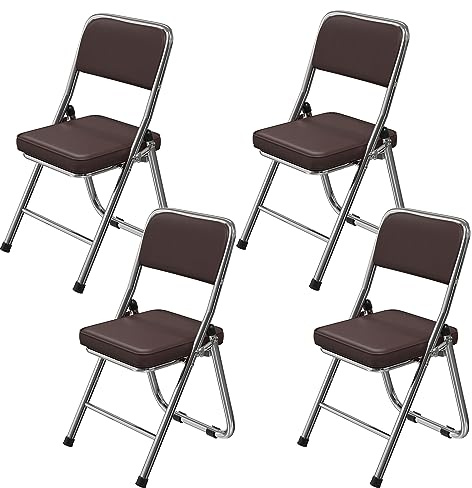 4er Set Gepolstert Klappstühle, Klappstuhl Leder aus Starker Stahlrahmen | Besucherstuhl bis 175KG Tragfähigkeit, Klappbare Klappstühlen Geeignet für Küche, Gäste, Büro, Balkonund Partys, Schwarz-lila