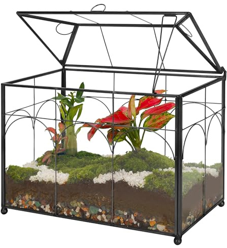 REDHUGO Handgefertigtes Glas-Pflanzgefäß, Terrarium mit Deckel, für den Innenbereich, Tischdekoration, moderne Dekoration, DIY-Geschenk, Pflanzenterrarium, Behälter für Sukkulenten, Kakteen,