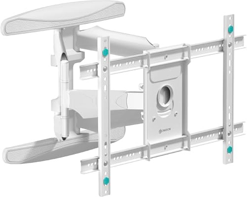 ONKRON TV Wandhalterung schwenkbar 40-75, bis 45,5 kg, VESA 600x400, M6L-W | Fernseher Halterung 5,4-50 cm ausziehbar, in Weiß, neigbar, Doppelarm, Kabelmanagement; für Wohnräume, Büros & Konferenzräume