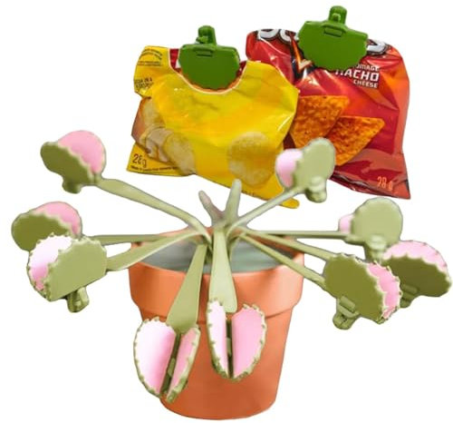 Yacriso Venus Flytrap Snack Clips 3d Printed Plant, Venus Flytrap Snack Bag Clips Potato Chip Bag Clips, Each Trap Is A Bag Clip Fake Houseplant, Fake House Plants Artificial Plants (B)