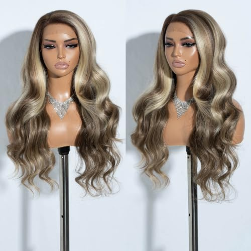Joedir 13x4 Body Wave 150% Dichte HD Lace Front Perücke Synthetisches Haar Perücke mit Baby freien Teil Perücken für Frauen 30 Inch（76cm）