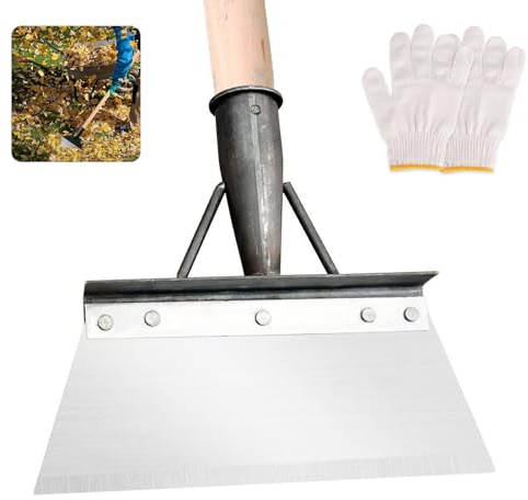 ALLOMN Pelle de jardin, pelle de jardin multifonctionnelle, pelle de nettoyage de jardin, grattoir de jardin, pelle plate pour enlever la neige avec gants, outil d'élimination des mauvaises herbes,