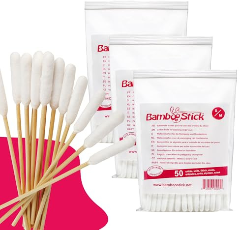 BambooStick - 50 Stück Wattestäbchen S/M zur Ohrenreinigung von kleinen Hunden und Katzen - Ohrenpflege für Hunde und Katzen - Einfache Anwendung - Von einem französischen Tierarzt entwickelt (3)