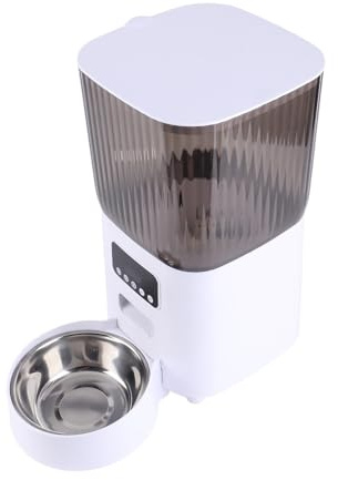 Automatic Cat Food Dispenser, Automatic Cat Feeder, 5L Timed Auto Cat Dog Feeders, with Stainless Steel Bowl, Pet Dry Food Dispenser, for Cats Small Dogs (Single Bowl Button)