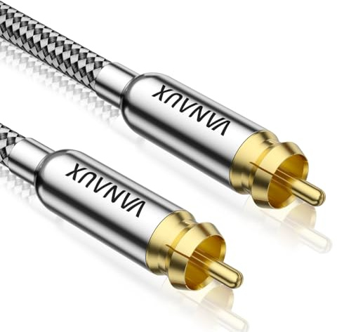 VANAUX Subwoofer Cable, Digital Coaxial Audio Cable [Dual Shielded, 24K Gold-Plated RCA to RCA] for Home Theater, HDTV, Car Stereo, Speakers, Hi-Fi Systems (10FT)
