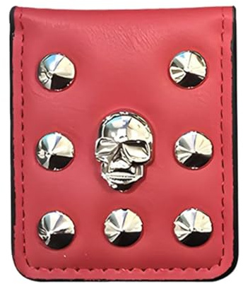 Plånbok med magnetisk pengaklämma magnetisk pengaklämma - smal pengahållare med kontantklämma magnetisk plånbok - plånbok i punk-stil, magnetisk pengaklämma, Vinröd, Fare riferimento alla descrizione