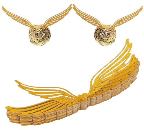 OIGWBPH 50 Stück Golden Schokolade Flügel Party Wings Dekor Zauberer Kuchen Deko Cupcake Topper Schokolade Dekoration mit Klebepunkt für Geburtstag Party