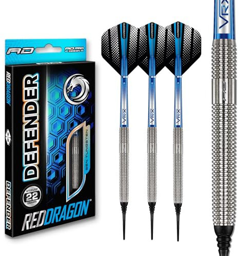 RED DRAGON Darts – Defenders - 85% Professionelles Wolfram Dartpfeile mit Dartflügel und Dart-Schaft (Stängel) - Erhältlich in Triton Soft Tip 19g Barrel / 21g Volles Gewicht und Steel Tip 22g & 24g