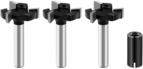 BGTEC Fresa Piallatrice Utensile，CNC Spoilboard Surface 3 pezzi Gambo da 6,35 mm, diametro di taglio 25 mm per la lavorazione superficiale del legno