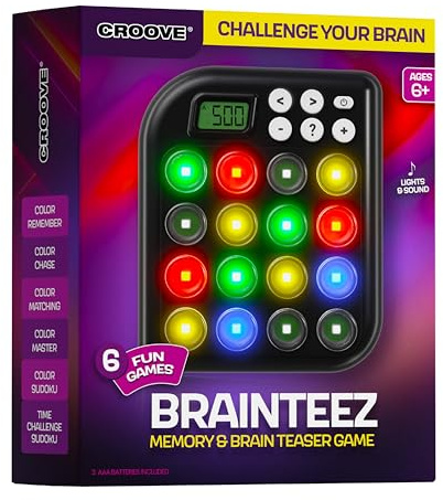 Croove Brain Teasers & Memory Game, 6 Fun Games for Kids, Easter Gifts for Kids, Cool Stocking Stuffers Toys, Best Activities for Boy, Gift Ideas for Boys & Girls Ages 6-8 9 10 11+ Year Old