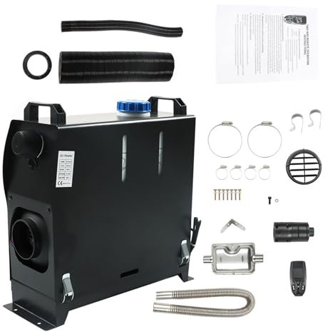 QWBDNMQP Schwarzer All-in-One-Diesel-Lufterhitzer, 12 V, 8 kW, Standheizung, Etagenheizung mit Einer Steckdose, LCD-Schalter, Fernbedienung, Ersatz für Auto, LKW, Wohnmobil, Bus, Boot, Anhänger