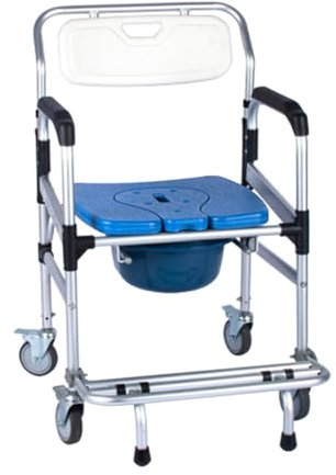 Commode Toilet Chair with Wheels, Bedside Commodes for The Elderly, Disabled Shower Chair with Wheels, Commode Shower Wheelchair, 92×59×80cm