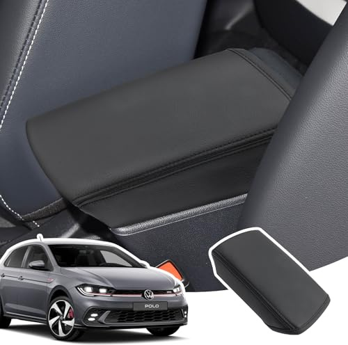 LANGBEAN Copribracciolo per VW Polo 6 / Taigo, Seat Ibiza/Arona | Copertura per Bracciolo Console Centrale, Protezione per Bracciolo, Materiale Pelle PU, Accessori Alzare il Bracciolo, Nero