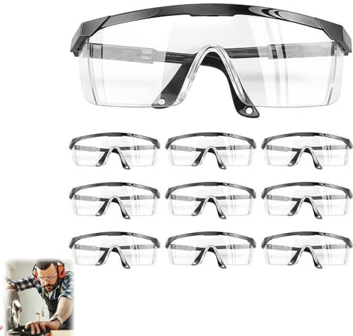 MaoNativey 10 PCS Safety Goggles, Anti Fog Anti Saliva Eye Goggles Full Vision Goggles Safety Goggles For Glasses Wearers Transparent
