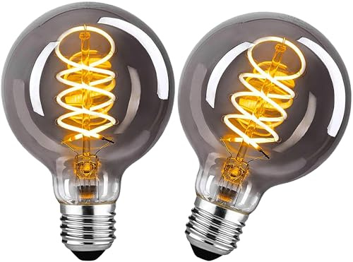 SUYGUAR E27 LED Vintage Glühbirne, Edison Vintage Glühbirne E27 Dimmbar 4W Warmweiß,Retro LED Lampe Dekorative Leuchtmittel Für Wohnzimmer/Schlafzimmer/Esszimmer/Küche/Bar - Rauchgrau,2 Stück(YHS)