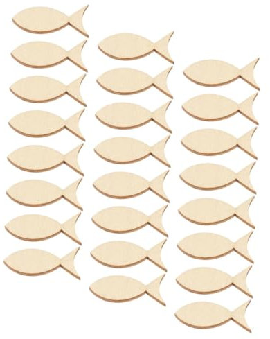 DECORNIJIA 50 Stück Holzfische Bastelrohlinge Naturbelassen Selbstgemacht Holzformen zum Basteln Maritime Wand und Stranddekoration für Kreative und Kinder