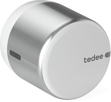 tedee Lock GO 2 Aluminium, smartes Türschloss, einfach nachrüstbar, ohne Zylindertausch, Steuerung via Bluetooth & aus der Ferne per App, iPhone & Android, Smart Home, silber, Ø 58mm x 65mm