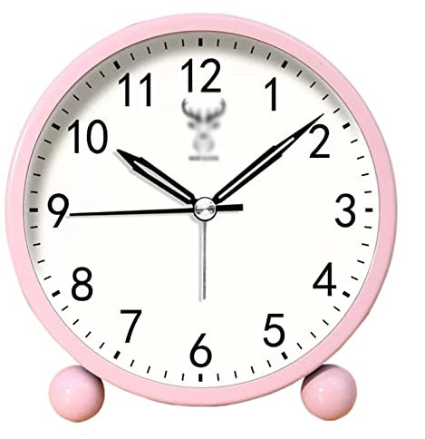 sveglie Sveglia analogica da 4 a batteria, piccolo orologio da scrivania silenzioso da comodino con luce notturna, a batteria, for soggiorno, camera da letto, comodino, scrivania sveglia da comodino(